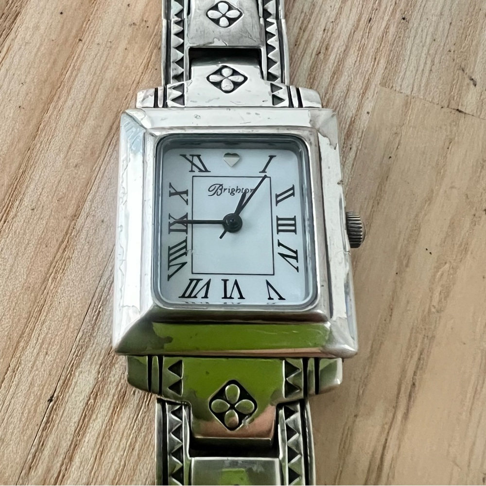 Brighton Gramercy ladies rectangular silver tone bracelet watch NEW BATTERY